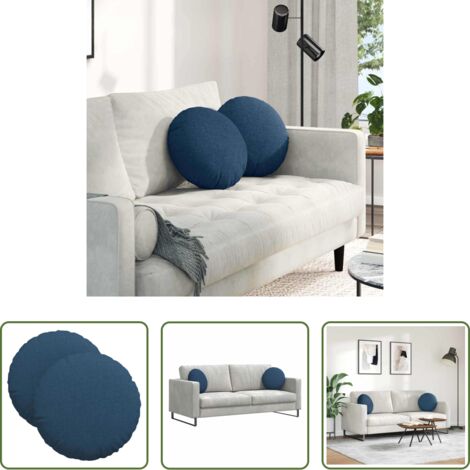 Cojines azules -  Cojines para asiento 2 pcs Azul Ø40 x 13 cm tela