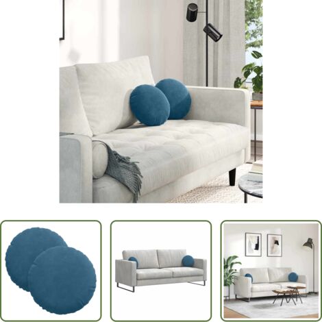 Cojines azules -  Cojines para asiento 2 pcs Azul Ø 40 x 13 cm Terciopelo