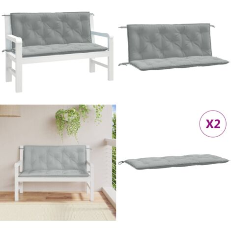 Cojines banco jardín 2 uds tela gris claro melange 120x50x7 cm - Cojín de banco - Cojín exterior