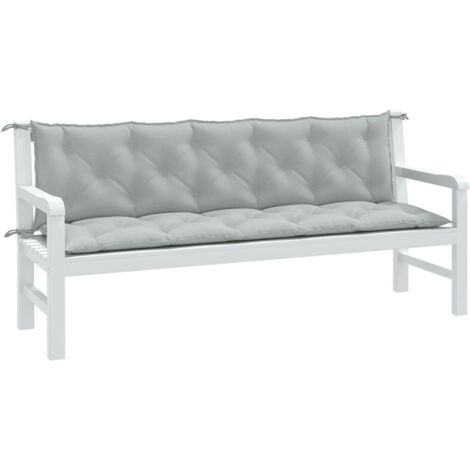 Cojines banco jardín 2 uds tela gris claro melange 180x50x7 cm