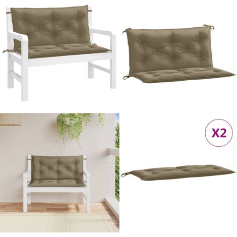Cojines banco jardín 2 uds tela gris taupe melange 100x50x7 cm - Cojines de jardín - Cojines para exteriores