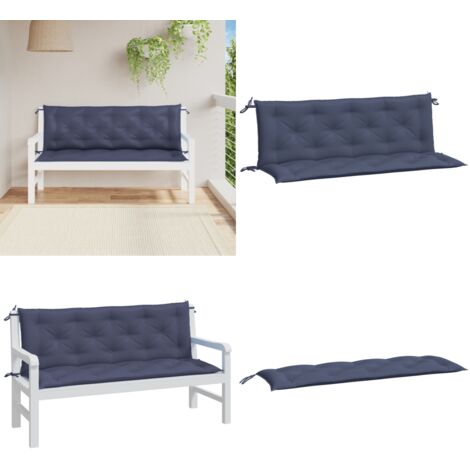 Cojines banco jardín 2 uds tela Oxford azul marino 150x50x7 cm - Cojín de exterior - Cojín de banco