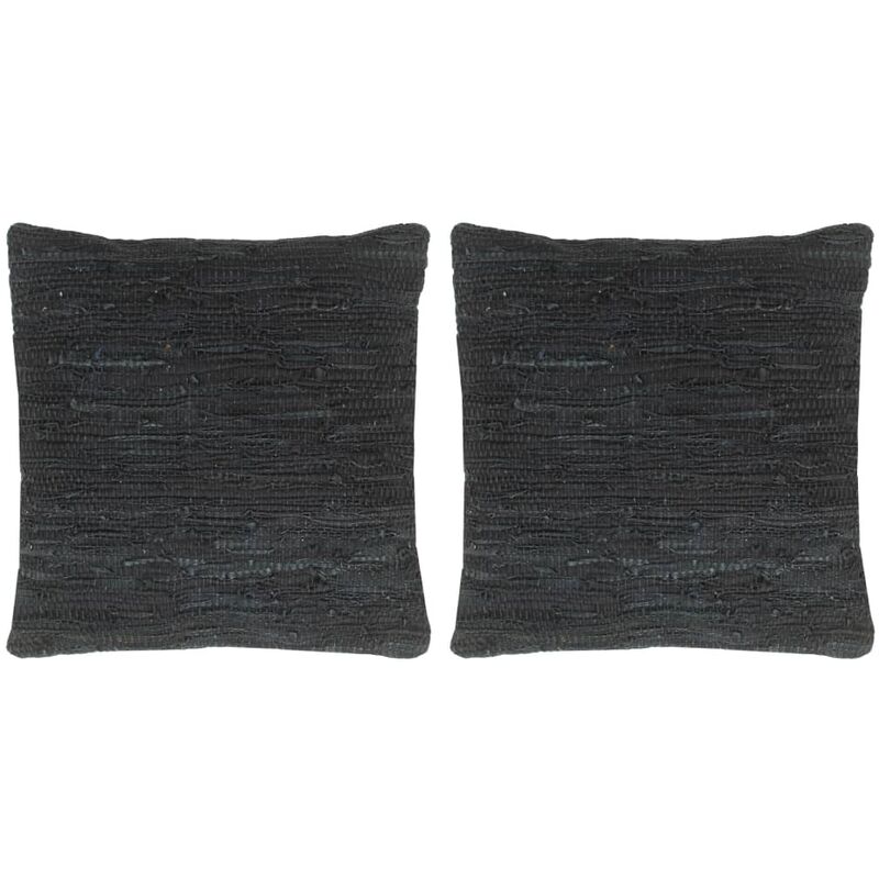 

Cojines Chindi 2 unidades cuero y algodón negro 45x45 cm