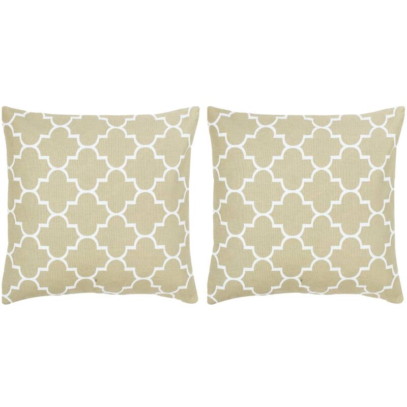 

Cojines con estampado 2 unidades algodón beige 40x40 cm