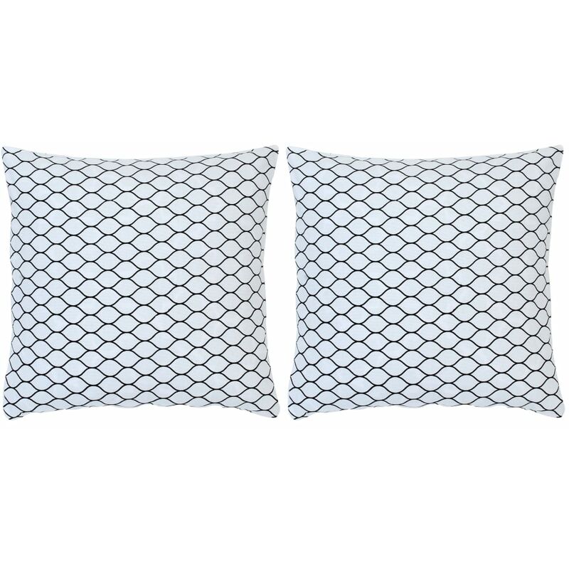 

Happyshopping - Cojines con estampado 2 unidades algodon negro y blanco 40x40cm