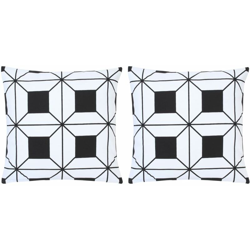 

Cojines con estampado 2 unidades algodón negro y blanco 40x40cm