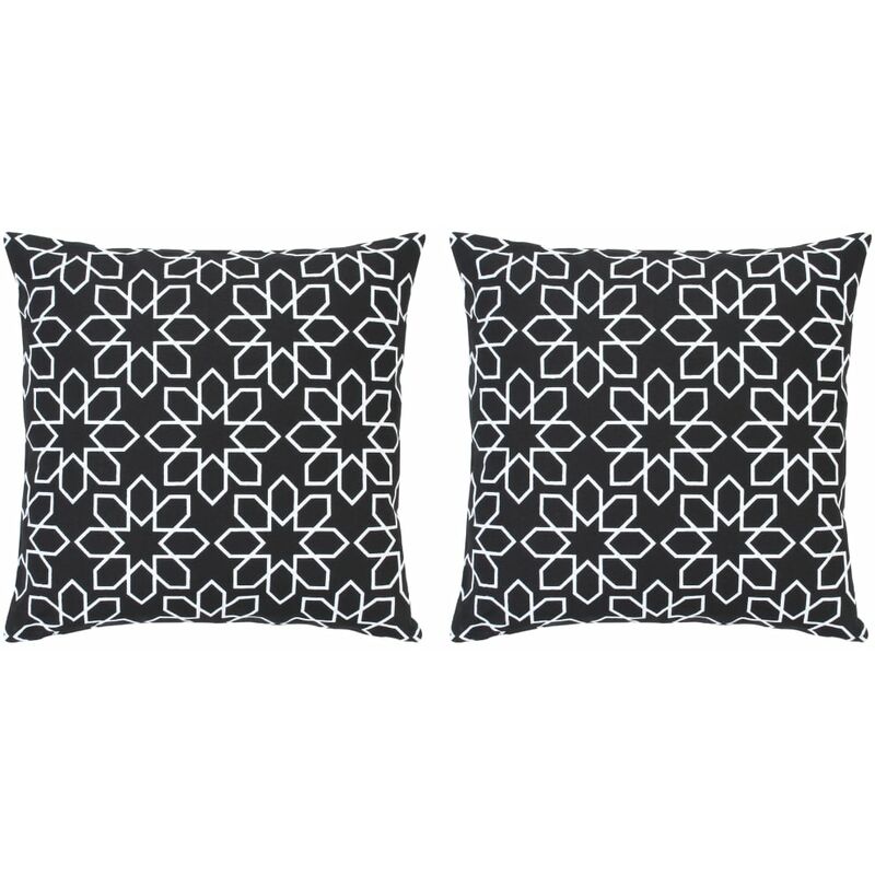 

vidaXL Cojines con estampado 2 unidades algodón negro y blanco 40x40cm - Negro