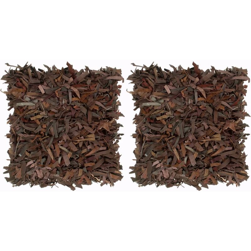 

Cojines con flecos 2 uds cuero y algodón marrón 45x45 cm