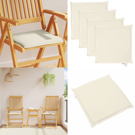 Cojines de asiento de jardín cuadrados 4 uds crema 45x45x2 cm - Cojines para asiento - Cojines cuadrados
