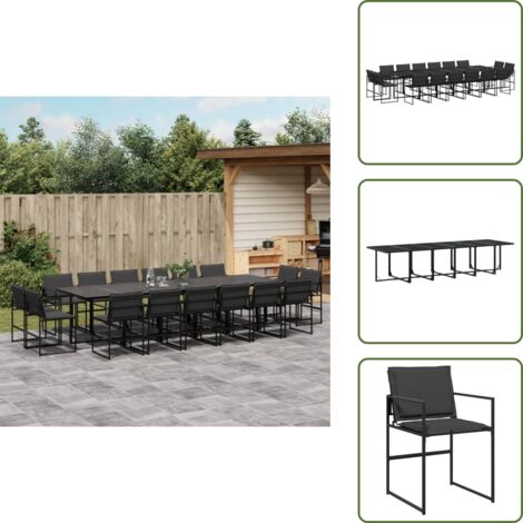 Cojines de asiento - vidaXL Juego de comedor de jardín 17 pzas con cojines textileno negro - Cojines de respaldo