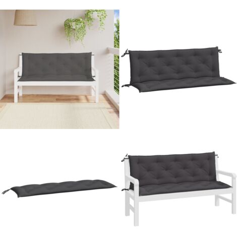Cojines de banco de jardín 2 uds antracita 150x50x7 cm - Cojines para banco - Cojines para patio