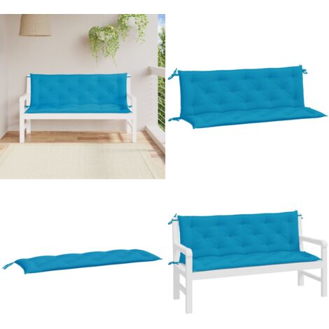 Cojines de banco de jardín 2 uds azul claro 150x50x7 cm - Cojín de exterior - Cojín de banco