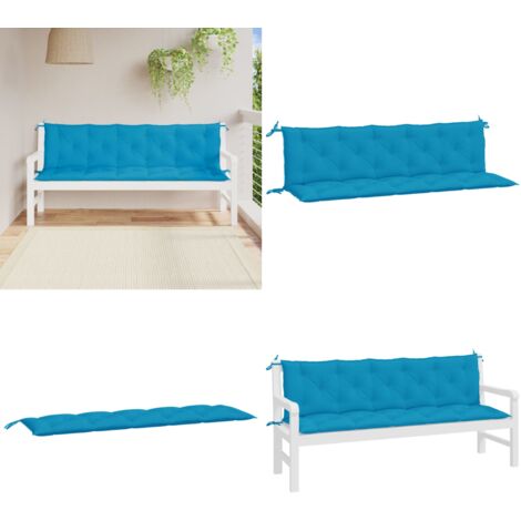 Cojines de banco de jardín 2 uds azul claro 180x50x7 cm - Cojines para banco - Cojines para exteriores