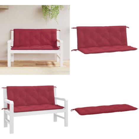 Cojines de banco de jardín 2 uds rojo tinto 120x50x7 cm - Cojines para patio - Cojines para exteriores