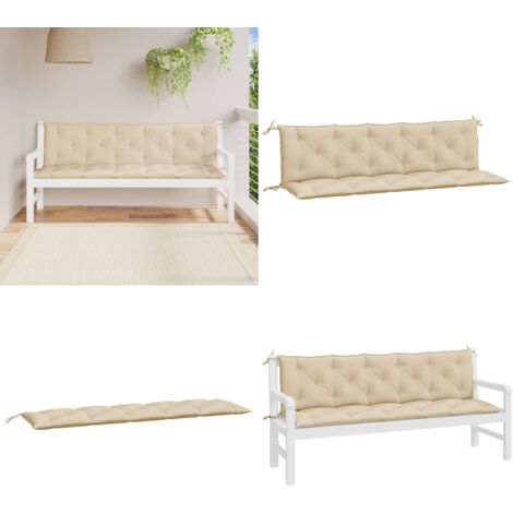 Cojines de banco de jardín 2 uds tela Oxford beige 180x50x7 cm - Cojines para banco - Cojines de exterior