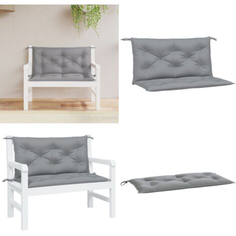 Cojines de banco de jardín 2 uds tela Oxford gris 100x50x7 cm - Cojines para banco - Cojines de exterior