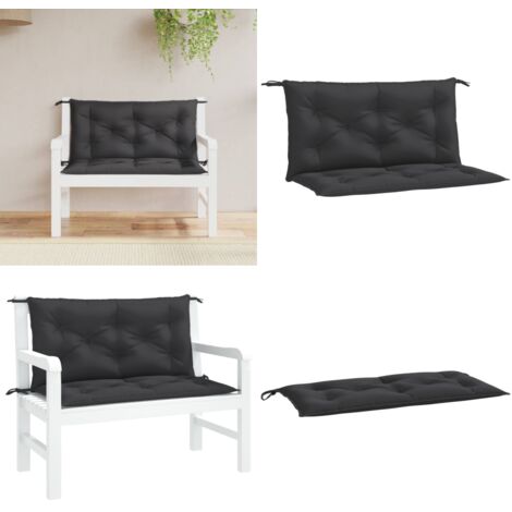 Cojines de banco de jardín 2 uds tela Oxford negro 100x50x7 cm - Cojines de exterior - Cojines de banco
