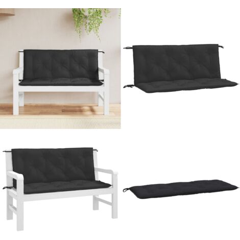 Cojines de banco de jardín 2 uds tela Oxford negro 120x50x7 cm - Cojines de exterior - Cojines de banco