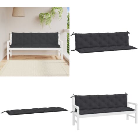 Cojines de banco de jardín 2 uds tela Oxford negro 180x50x7 cm - Cojines para banco - Cojines de exterior