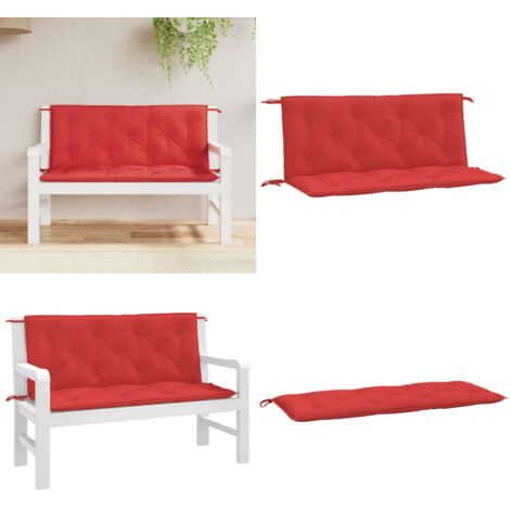 Cojines de banco de jardín 2 uds tela Oxford rojo 120x50x7 cm - Cojines de jardín - Cojines de exterior