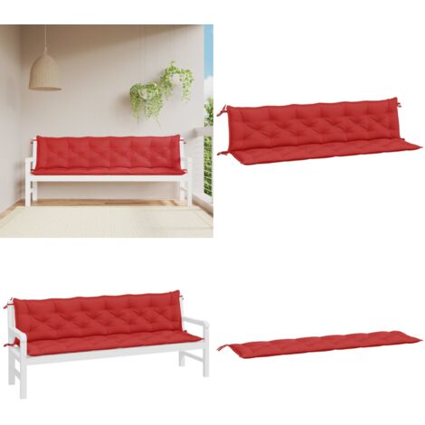 Cojines de banco de jardín 2 uds tela Oxford rojo 200x50x7 cm - Cojines para banco - Cojines de exterior