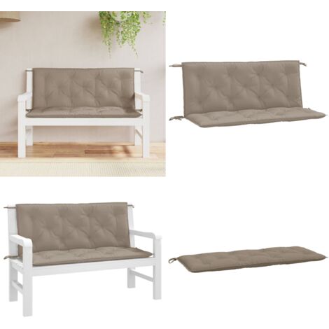 Cojines de banco de jardín 2 uds tela Oxford taupé 120x50x7 cm - Cojines para banco - Cojines de exterior
