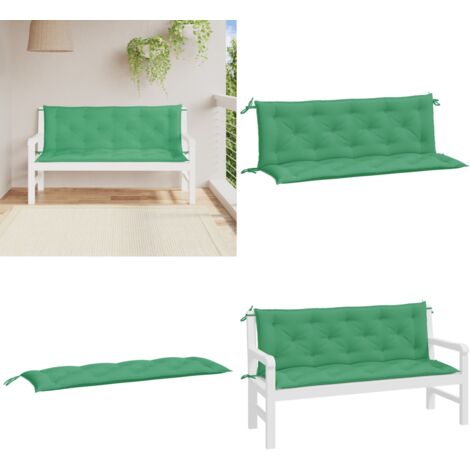 Cojines de banco de jardín 2 uds tela Oxford verde 150x50x7 cm - Cojines para banco - Cojines de exterior