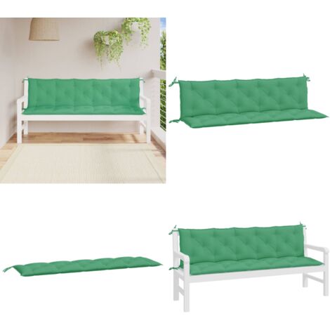 Cojines de banco de jardín 2 uds tela Oxford verde 180x50x7 cm - Cojines para banco - Cojines de exterior