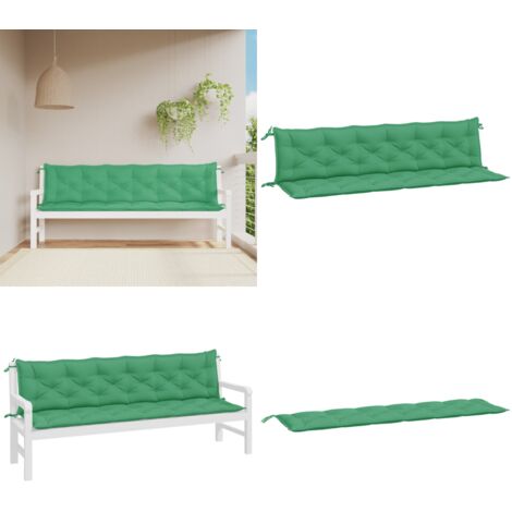 Cojines de banco de jardín 2 uds tela Oxford verde 200x50x7 cm - Cojines de exterior - Cojines de banco