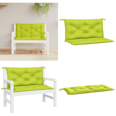 Cojines de banco de jardín 2 uds verde brillante 100x50x7 cm - Cojines para banco - Cojines de exterior
