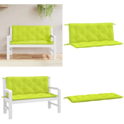 Cojines de banco de jardín 2 uds verde brillante 120x50x7 cm - Cojines para banco - Cojines de exterior