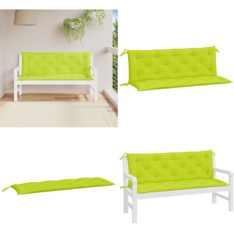 Cojines de banco de jardín 2 uds verde brillante 150x50x7 cm - Cojines para banco - Cojines para exteriores
