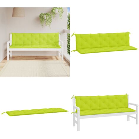 Cojines de banco de jardín 2 uds verde brillante 180x50x7 cm - Cojines de jardín - Cojines para exteriores