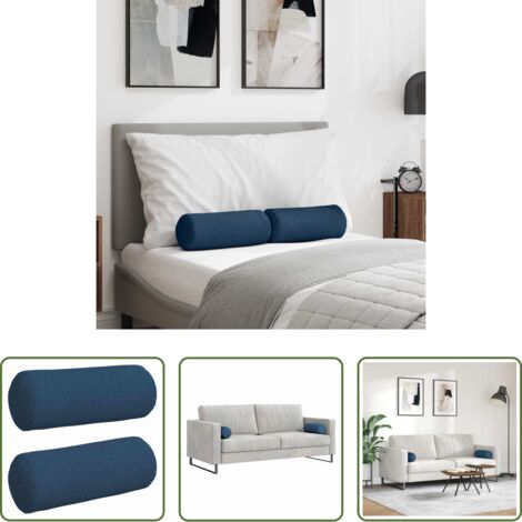 Cojines de espalda - Cojines Bolster 2 pcs Azul Ø 15 x 40 cm tela
