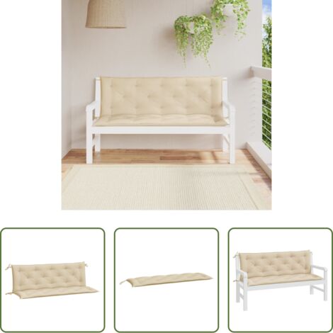 Cojines de exterior -  Cojines de banco de jardín 2 uds tela Oxford beige 150x50x7 cm