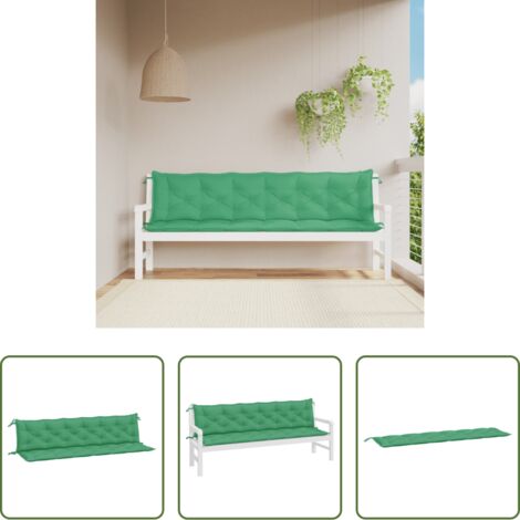 Cojines de exterior -  Cojines de banco de jardín 2 uds tela Oxford verde 200x50x7 cm
