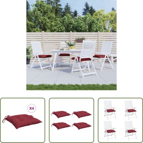 Cojines de exterior -  Cojines de palets de jardín 4 uds Oxford rojo tinto 50x50x7 cm