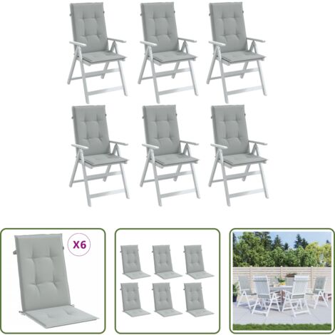 Cojines de exterior -  Cojines para silla respaldo alto 6 uds tela gris claro melange