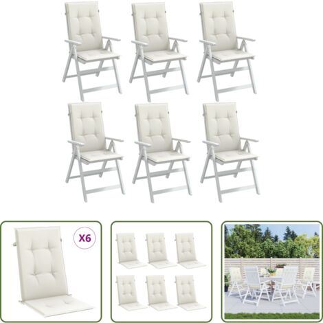Cojines de exterior -  Cojines silla respaldo alto 6 uds tela crema melange 120x50x4cm