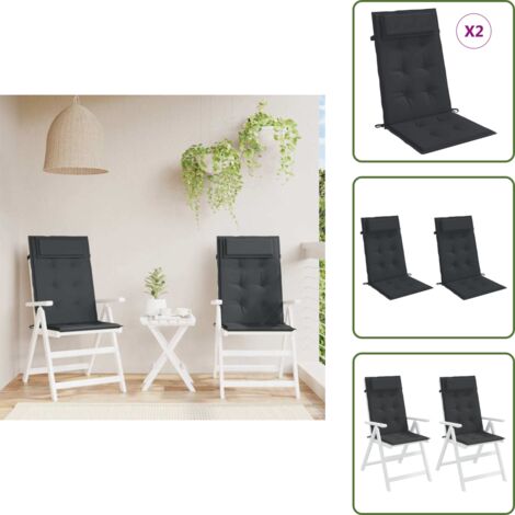 Cojines de exterior - vidaXL Cojines de silla con respaldo alto 2 uds tela Oxford negro - Cojines de oficina