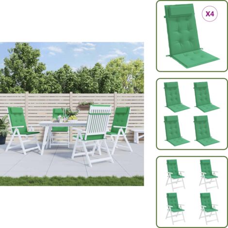Cojines de exterior - vidaXL Cojines de silla con respaldo alto 4 uds tela Oxford verde - Cojines de oficina