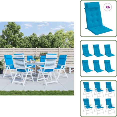 Cojines de exterior - vidaXL Cojines de silla con respaldo alto 6 uds tela Oxford azul claro - Cojines de oficina