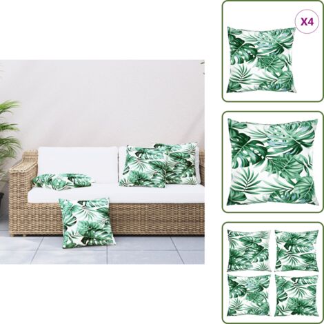 Cojines de exterior - vidaXL Cojines de sofá 4 uds tela estampado de hojas 40x40 cm - Almohadas de tela