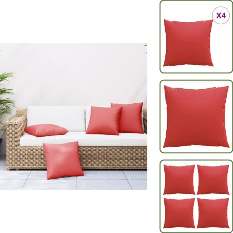 Cojines de exterior - vidaXL Cojines de sofá 4 unidades tela rojo 50x50 cm - Almohadas de tela