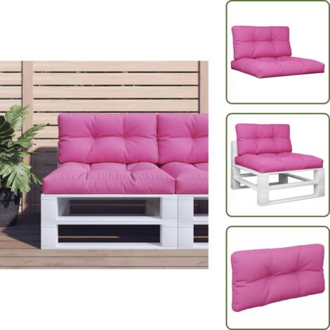 Cojines de exterior - vidaXL Cojines para sofá de palets 2 piezas tela rosa - Cojines de tela