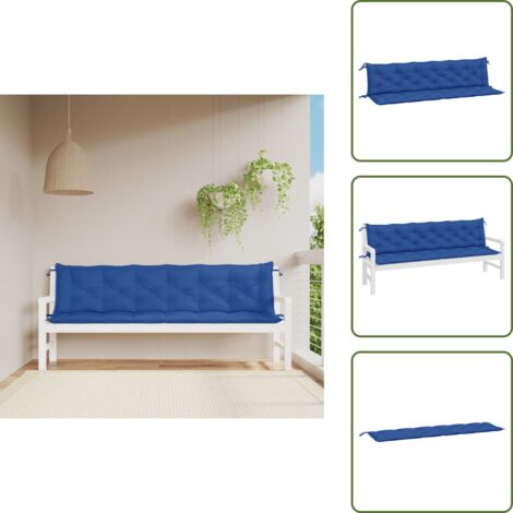 Cojines de jardín azul - vidaXL Cojines de banco de jardín 2 uds tela Oxford azul 200x50x7 cm - Cojines de tela oxford