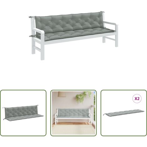 Cojines de jardín -  Cojines banco jardín 2 uds tela gris claro melange 200x50x7 cm