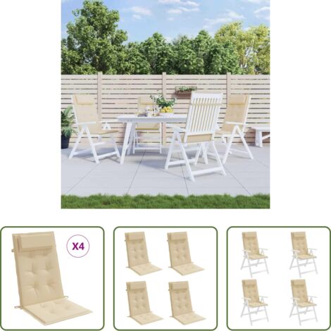 Cojines de jardín - Cojines de silla con respaldo alto 4 uds tela Oxford beige
