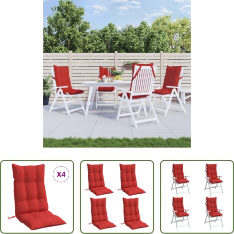 Cojines de jardín -  Cojines de silla con respaldo alto 4 uds tela Oxford rojo
