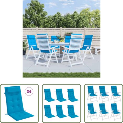 Cojines de jardín -  Cojines de silla con respaldo alto 6 uds tela Oxford azul claro